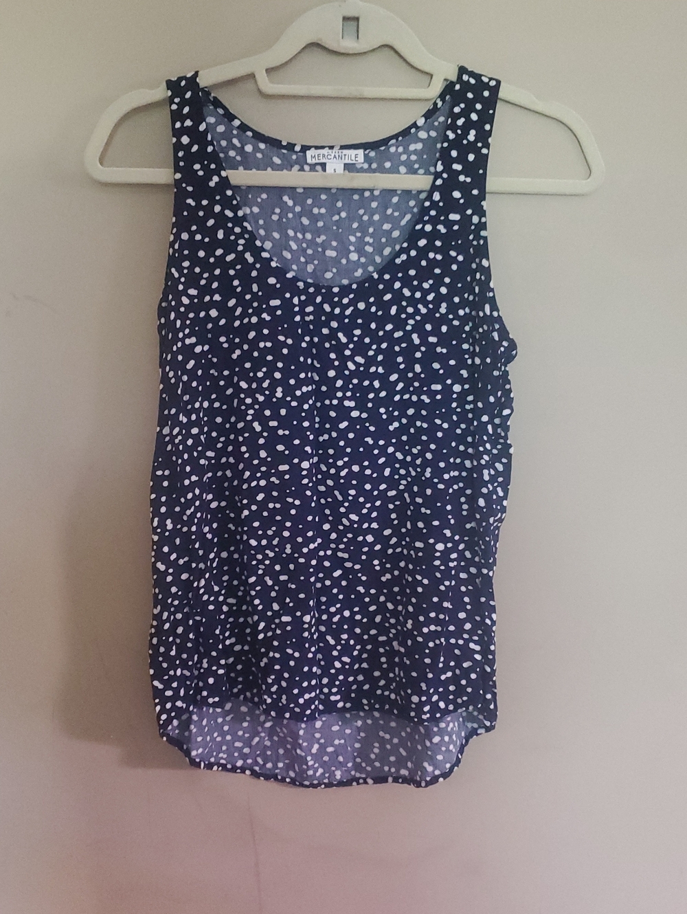 J. Crew Mercantile Navy Blue Dot Tank Top Size Small